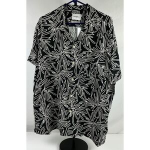 Goodfellow & Co Mens XL Black/White Floral Print Short Sleeve Button‎ Down Shirt
